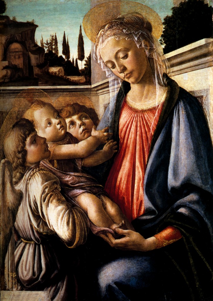 [Clio Team] 1469  Sandro Botticelli  Vierge à l'Enfant et deux anges  Détrempe sur panneau   100x71 cm  nmdc
