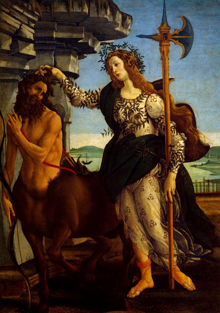[Clio Team] 1482  Sandro Botticelli  Pallas et le Centaure  dst  207x148 cm  Florence, Galleria degli Uffizi