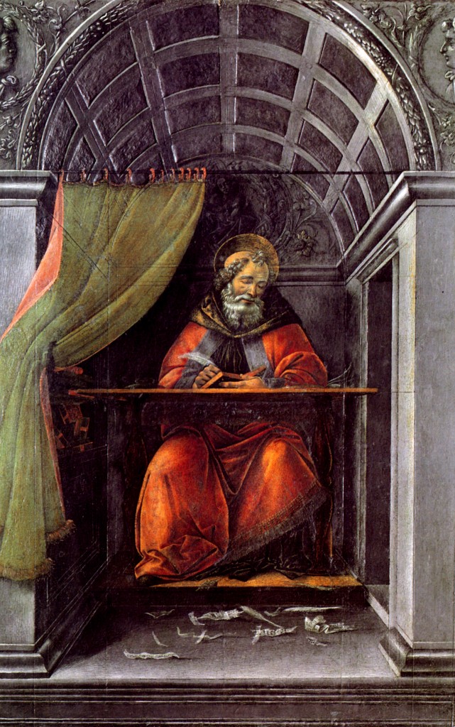 [Clio Team] 1494  Sandro Botticelli  Saint Augustin dans son cabinet de travail  Détrempe sur panneau   41x27 cm  Florence, Galleria degli Uffizi