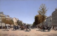 Вид Елисейских полей от площади л’Этуаль в Париже