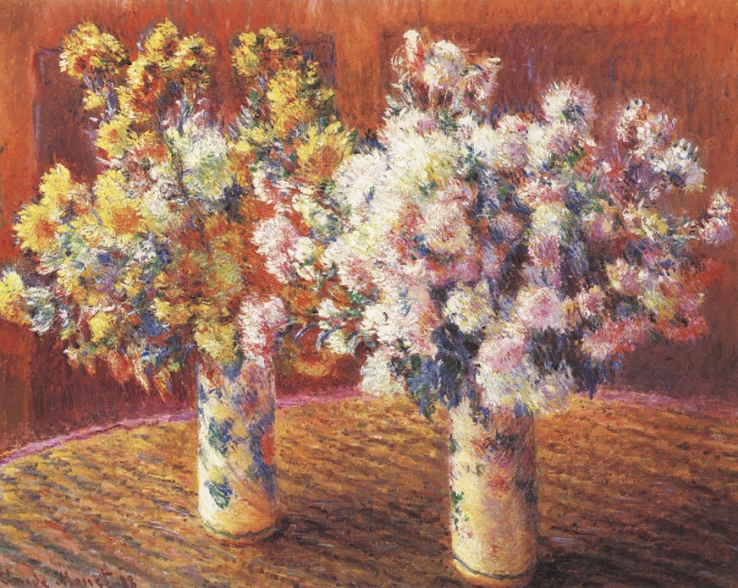Две вазы с хризантемами