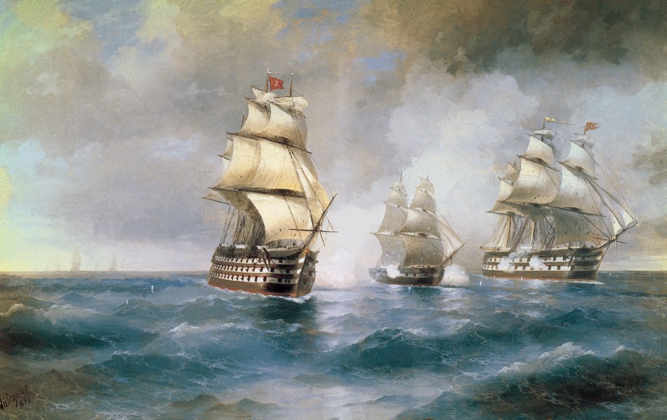Бриг «Меркурий», атакованный двумя турецкими кораблями
